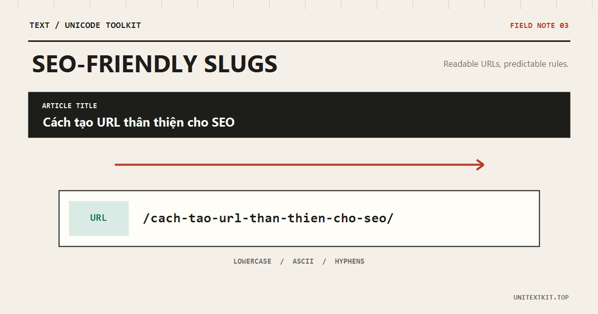 Minh họa ký tự tiếng Việt được chuyển thành các đoạn slug URL